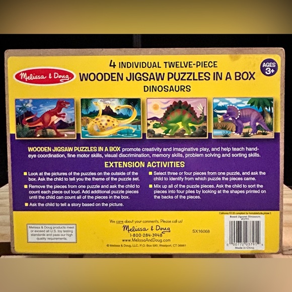 Melissa & Doug 4-twelve piece wooden puzzles in a box - Picture 2 of 6